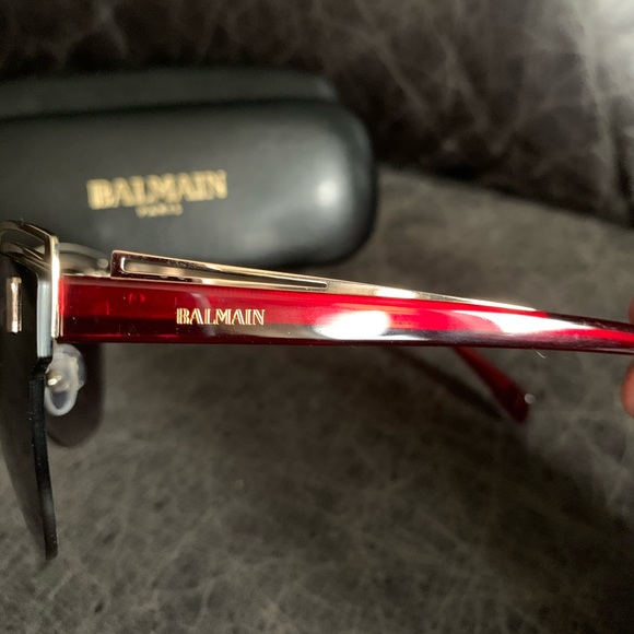 NWOT BALMAIN RED GOLD SUNGLASSES UVB GREY GRADIENT - Picture 5 of 7